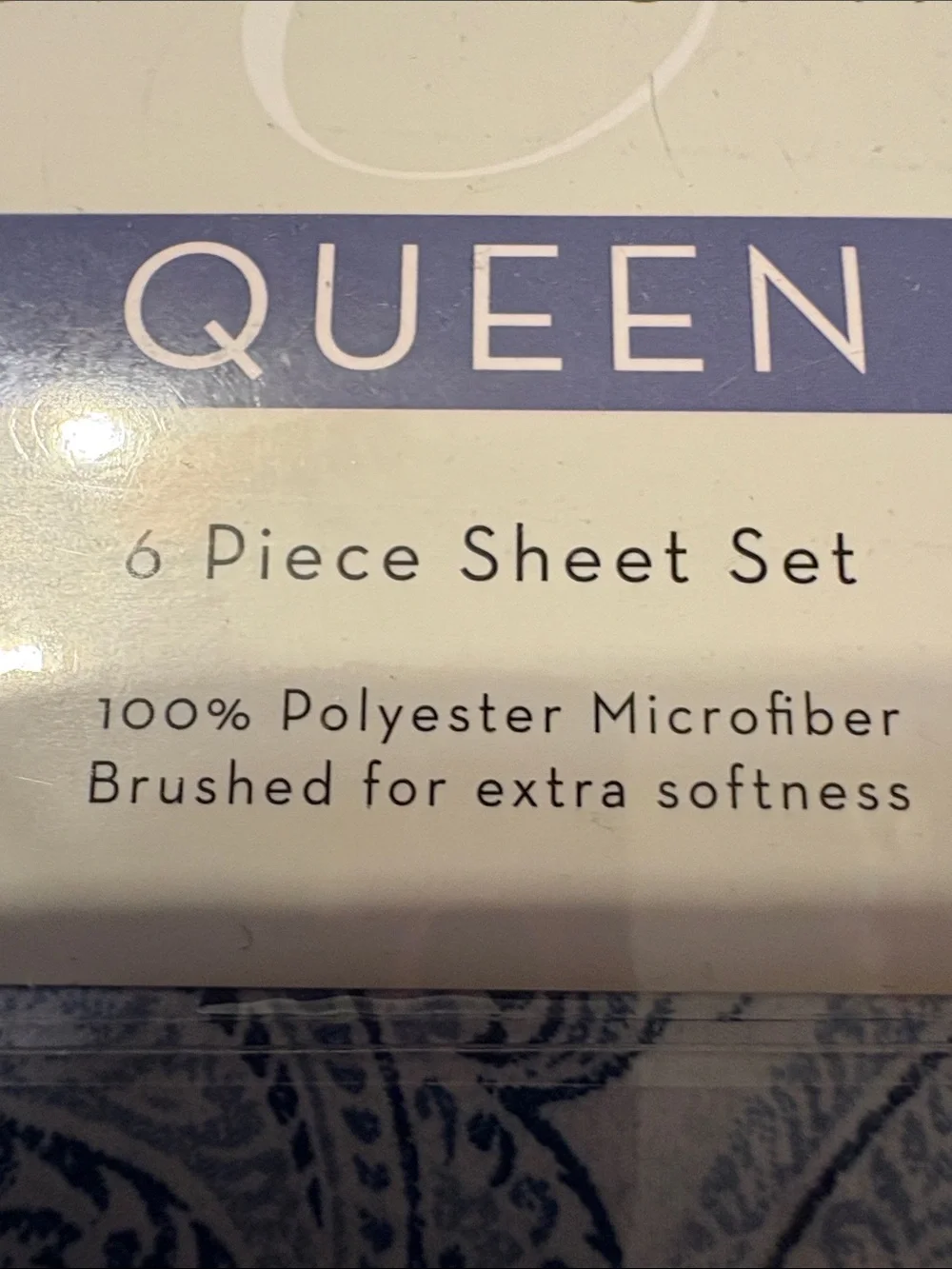 Charisma Queen Paisley Sheet Set in Blue and White